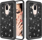 Glitterpoeder Contrast Skin schokbestendig siliconen + pc-beschermhoes voor Alcatel 7 (2018) / Alcatel Revvl 2 Plus (2018) / Alcatel 7 Folio (zwart)