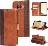 Voor Galaxy S8 + Retro textuur Contrastkleur Splicing Horizontaal Flip TPU + PU lederen tas met kaartsleuven & houder & portemonnee (bruin)