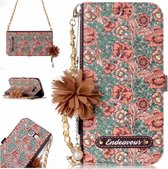 Voor Galaxy A5 (2017) Impatiens Balsamina-patroon Horizontale flip lederen tas met houder en kaartsleuven & parelbloem Ornament & ketting
