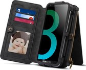 Dibase voor Galaxy S9 & A8 (2018) Multifunctioneel schapenstangmateriaal Universele horizontale flip-case met houder en kaartsleuven & fotolijst & haak en afneembare rugbeschermhoes (zwart)