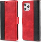 Voor iPhone 12 Pro Max Retro Textuur Contrast Kleur Splicing Horizontaal Flip TPU + PU lederen tas met kaartsleuven & houder & portemonnee (rood)