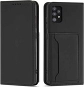 Voor Samsung Galaxy A52 5G Sterk magnetisme Vloeibaar gevoel Horizontale flip lederen tas met houder & kaartsleuven en portemonnee (zwart)