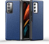 Voor Samsung Galaxy Z Fold2 5G Litchi Texture TPU beschermhoes (blauw)