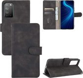 Voor Huawei Honor X10 5G Effen Kleur Huidgevoel Magnetische Gesp Horizontale Flip Kalf Textuur PU Lederen Case met Houder & Kaartsleuven & Portemonnee (Zwart)