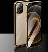 Galvaniserend frame dubbelzijdig gehard glas magnetische adsorptiehoes voor iPhone 12 Pro Max (goud)