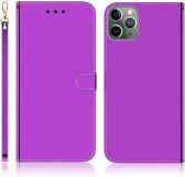 Voor iPhone 11 Pro Max geïmiteerd spiegeloppervlak horizontaal flip lederen hoesje met houder & kaartsleuven & portemonnee & lanyard (paars)