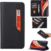 Voor iPhone SE 2020/8/7/6 magnetische horizontale flip lederen hoes met houder & kaartsleuven en portemonnee (zwart)