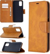 Voor Oppo A72 / A52 / A92 Retro Lambskin Texture Pure Color Horizontale Flip PU Leather Case met houder & kaartsleuven & portemonnee & lanyard (geel)