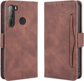 Voor HTC Desire 20 Pro Wallet Style Skin Feel Kalfspatroon lederen tas, met aparte kaartsleuf (bruin)