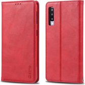 Voor Galaxy A70 / A7 2019 AZNS Retro Texture Magnetische Horizontale Flip PU Leren Case met Houder & Kaartsleuven & Fotolijst (Rood)