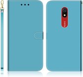 Voor xiaomi redmi 8A geÃ¯miteerd spiegelend oppervlak horizontale flip lederen case met houder & kaartsleuven & portemonnee & lanyard (blauw)