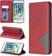 Ruit Textuur Horizontale Flip Magnetische Leren Case met houder & kaartsleuven & portemonnee voor iPhone 8 Plus & 7 Plus (rood)