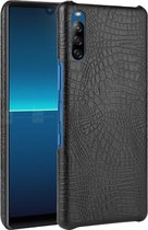 Voor Sony Xperia L4 Shockproof Crocodile Texture PC + PU Case (Zwart)