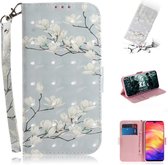 3D gekleurde tekening horizontale flip lederen tas met houder & kaartsleuven & portemonnee voor Huawei P30 (Magnolia)