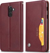 Kneed huidtextuur Horizontale flip lederen tas voor Xiaomi Pocophone F1, met fotolijst en houder & kaartsleuven & portemonnee (wijnrood)