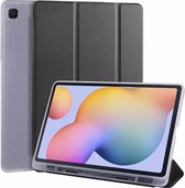 Voor Samsung Galaxy Tab S6 Lite P610 3-vouw horizontaal Flip PU-leer + schokbestendig TPU-hoesje met houder en pen-sleuf (zwart)