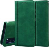 Voor Samsung Galaxy S20 Frosted Business Magnetische Horizontale Flip PU lederen tas met houder & kaartsleuf & lanyard (groen)