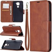 Voor xiaomi redmi note 9 retro lamsvacht textuur pure kleur horizontale flip pu lederen case met houder & kaartsleuven & portemonnee & lanyard (bruin)