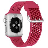 Voor Apple Watch Series 5 & 4 40 mm / 3 & 2 & 1 38 mm Tweekleurige honingraat ademende siliconen sportband (rood)