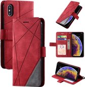 Voor iPhone XS Max Skin Feel Splicing Horizontale flip lederen tas met houder & kaartsleuven & portemonnee & fotolijst (rood)