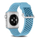 Voor Apple Watch Series 5 & 4 44 mm / 3 & 2 & 1 42 mm Tweekleurige honingraat ademende siliconen sportband (lichtblauw)