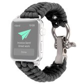 Voor Apple Watch Series 5 & 4 44mm / 3 & 2 & 1 42mm Paraplukoord Nylon gevlochten riem (grijs)