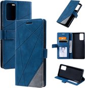 Voor Samsung Galaxy Note20 Skin Feel Splicing Horizontale Flip lederen tas met houder & kaartsleuven & portemonnee & fotolijst (blauw)