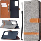 Voor Samsung Galaxy Note20 Ultra Kleuraanpassing Denim Textuur Horizontale Flip Leren Case met Houder & Kaartsleuven & Portemonnee & Lanyard (Grijs)