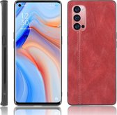 Voor Oppo Reno4 Pro Schokbestendig Naaien Koe Patroon Huid PC + PU + TPU Case (Rood)