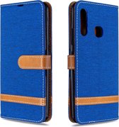Voor Galaxy A70e Kleuraanpassing Denim Texture Horizontaal Flip Leather Case met houder & kaartsleuven & Wallet & Lanyard (Royal Blue)