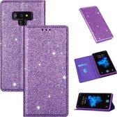 Voor Samsung Galaxy Note 9 ultradunne glitter magnetische horizontale flip lederen tas met houder en kaartsleuven (paars)