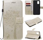 Voor Samsung Galaxy A71 5G Tree & Cat reliÃ«fpatroon Horizontale flip lederen tas met houder & kaartsleuven & portemonnee en lanyard (goud)