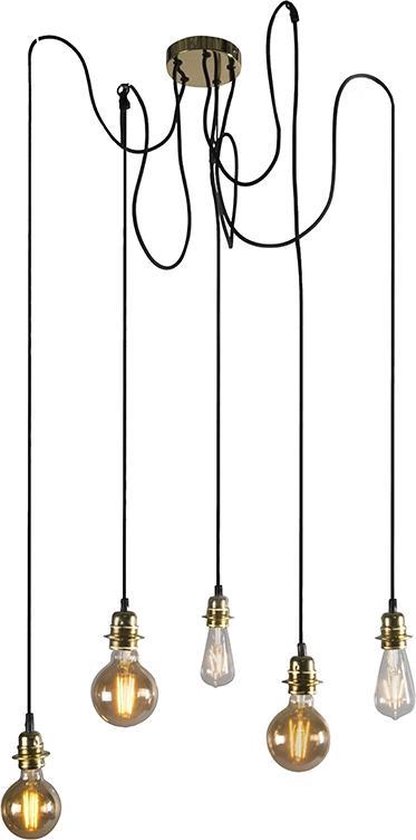 QAZQA cava luxe - Moderne Hanglamp voor boven de eettafel | in eetkamer - 5 lichts - Ø 950 mm - Goud/messing - Woonkamer | Slaapkamer