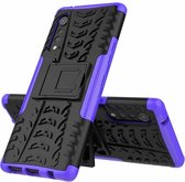 Voor LG Velvet Tyre Texture Shockproof TPU + PC beschermhoes met houder (paars)