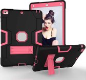 Voor iPad 4/3/2 siliconen + pc-beschermhoes met standaard (zwart + roze)