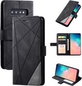 Voor Samsung Galaxy S10 Skin Feel Splicing Horizontale Flip Leather Case met houder & kaartsleuven & portemonnee & fotolijst (zwart)