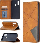 Voor Oppo A31 (2020) / A81 Rhombus Texture Horizontale Flip Magnetische Leren Case met Houder & Kaartsleuven (Geel)