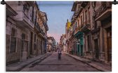 Wandkleed Cuba - Vervallen straat in het centrale deel van Havana in Cuba Wandkleed katoen 90x60 cm - Wandtapijt met foto