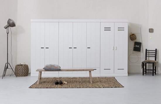 WOOOD Connect Kledingkast 3-Deurs met Lade - Grenen - Wit - 195x140x53
