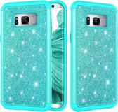 Glitter poeder contrast huid schokbestendig siliconen + pc-beschermhoes voor Galaxy S8 + (groen)