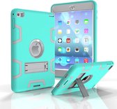 Contrasterende kleur siliconen + pc schokbestendige hoes voor iPad mini 5 / mini 4, met houder (mintgroen)