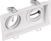 Spot Armatuur GU10 - Iona Kenan - Inbouw Rechthoek - 2-lichts - Mat Wit - Aluminium - Verdiept - Kantelbaar - Ø90