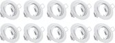 Spot Armatuur 10 Pack - Iona - GU10 Fitting - Inbouw Rond - Mat Wit Aluminium - Kantelbaar Ø83mm