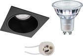 PHILIPS - LED Spot Set - MASTER 927 36D VLE - Prima Minko Pro - GU10 Fitting - DimTone Dimbaar - Inbouw Vierkant - Mat Zwart - 3.7W - Warm Wit 2200K-2700K - Verdiept - 90mm