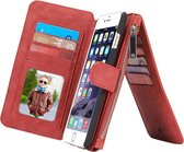 Apple iPhone 6/6s Plus Hoesje - Caseme - Serie - Kunstlederen Bookcase / 2in1 Case - Rood - Hoesje Geschikt Voor Apple iPhone 6/6s Plus