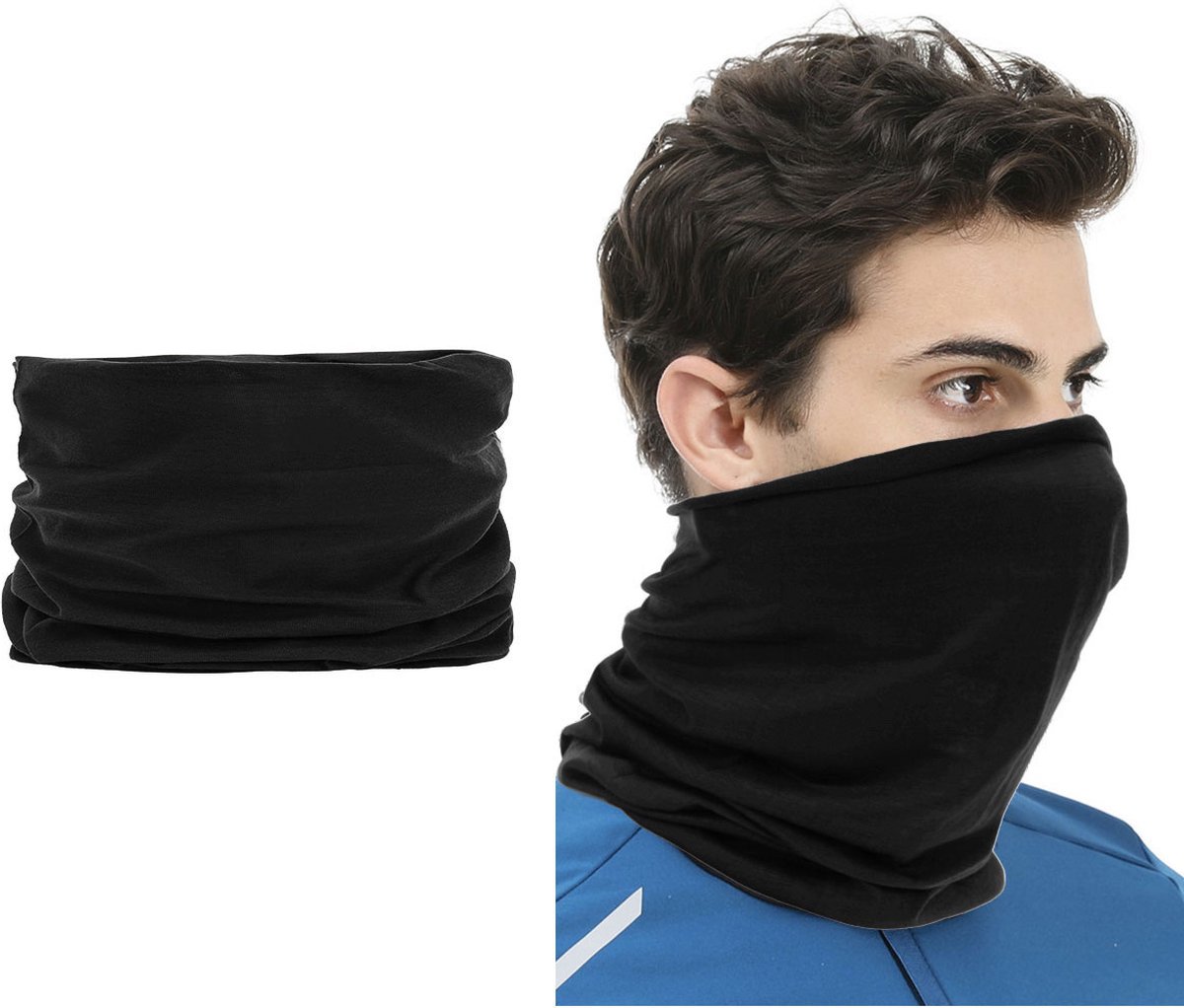 4 Stuks Multifunctioneel Polyester Colsjaal - Bivakmuts Balaclava Bandana - Ideaal voor Sport Fietsen Motor - Unisex - Zwart