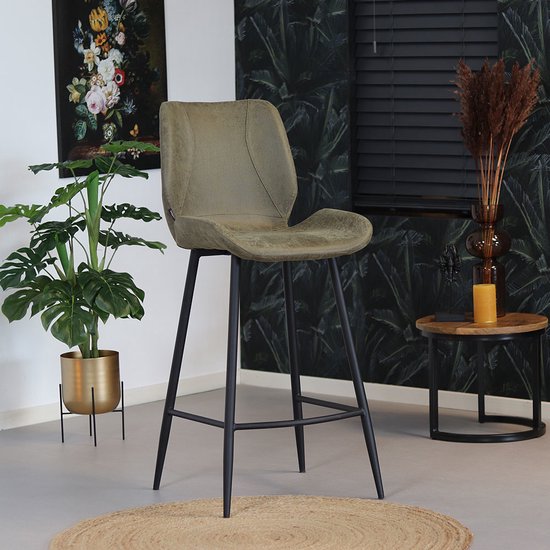 Bronx71 de bar industriel Bronx71 Barrel - Vert olive - Avec dossier - 69 cm