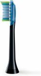 Zwarte Philips Sonicare C3 opzetborstel met blauwe, witte en groene borstelharen.