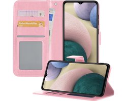 Hoesje - Geschikt voor Samsung Galaxy A12 - Luxe Bookcase - Walletcase Hoes - Portemonnee - Cover - Telefoonhoes - Lichtroze