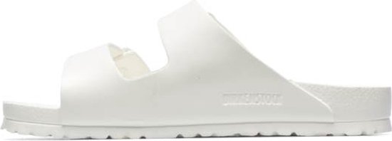 Witte Birkenstock Arizona EVA slipper, zijaanzicht.